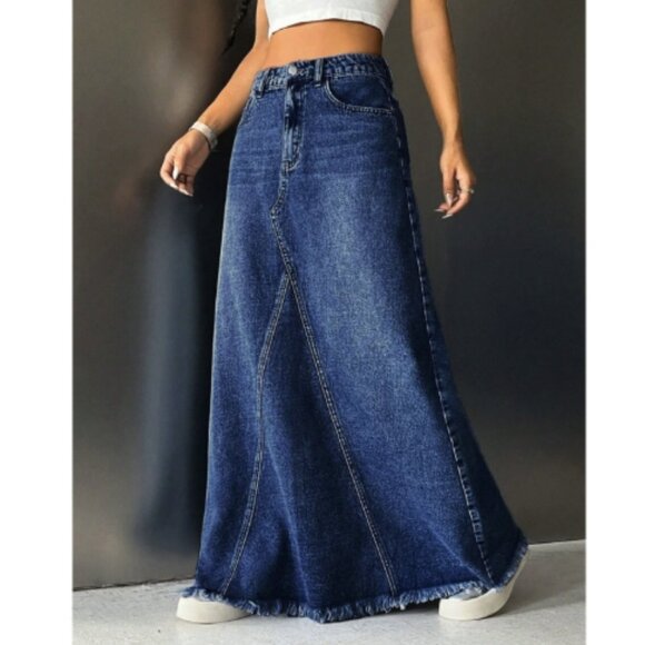 Dresses & Skirts - Boho Streetwear Denim A-Line Skirt